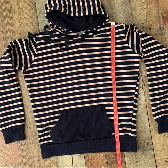 Cotton on womens navy blue orange white striped hoodie sweatshirt hooded sweater - Picture 4 of 7